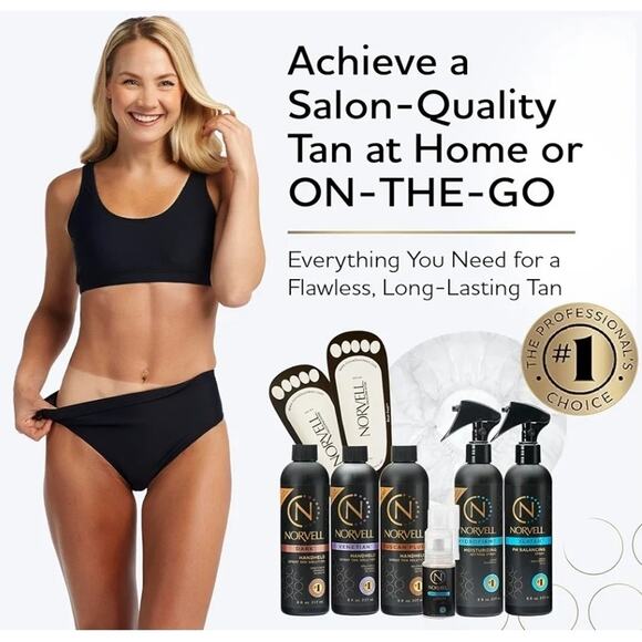 Norvell Spray Tan Starter Pack | Pre and Post-Tan Care, Neat Feet, Hair Caps - Picture 5 of 6
